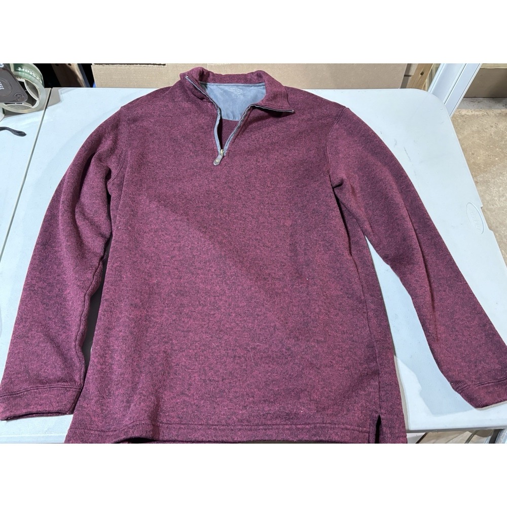Haggar Cool 18 Pro Fleece Mens XL 1/4 Zip Up Sweater Pullover Burgundy Layer